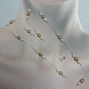 Honora White and Gold Freshwater Pearl Necklace